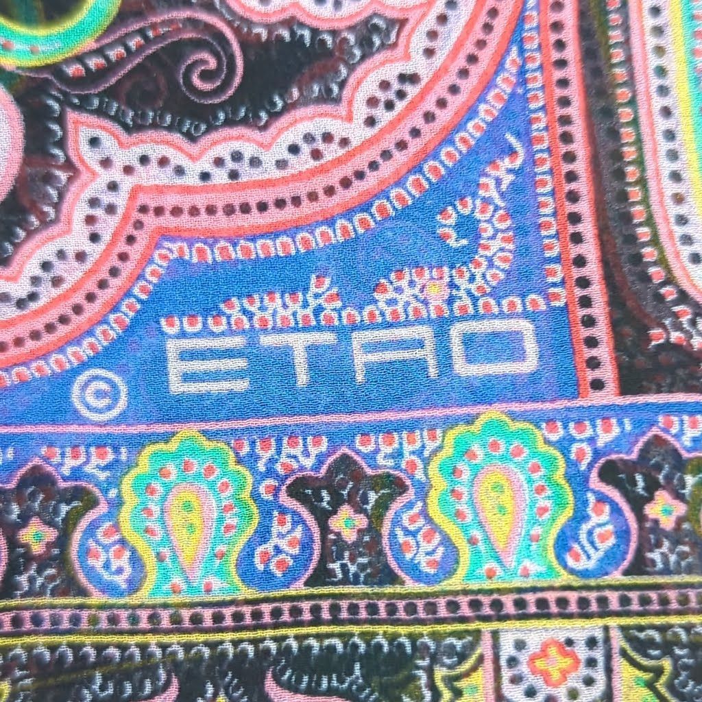 Q エトロ ETRO シルク 100% ストール スカーフ ペイズリー柄 美品 絹