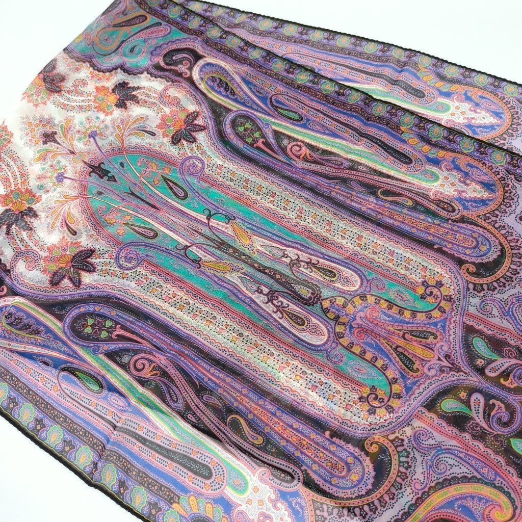 Q エトロ ETRO シルク 100% ストール スカーフ ペイズリー柄 美品 絹