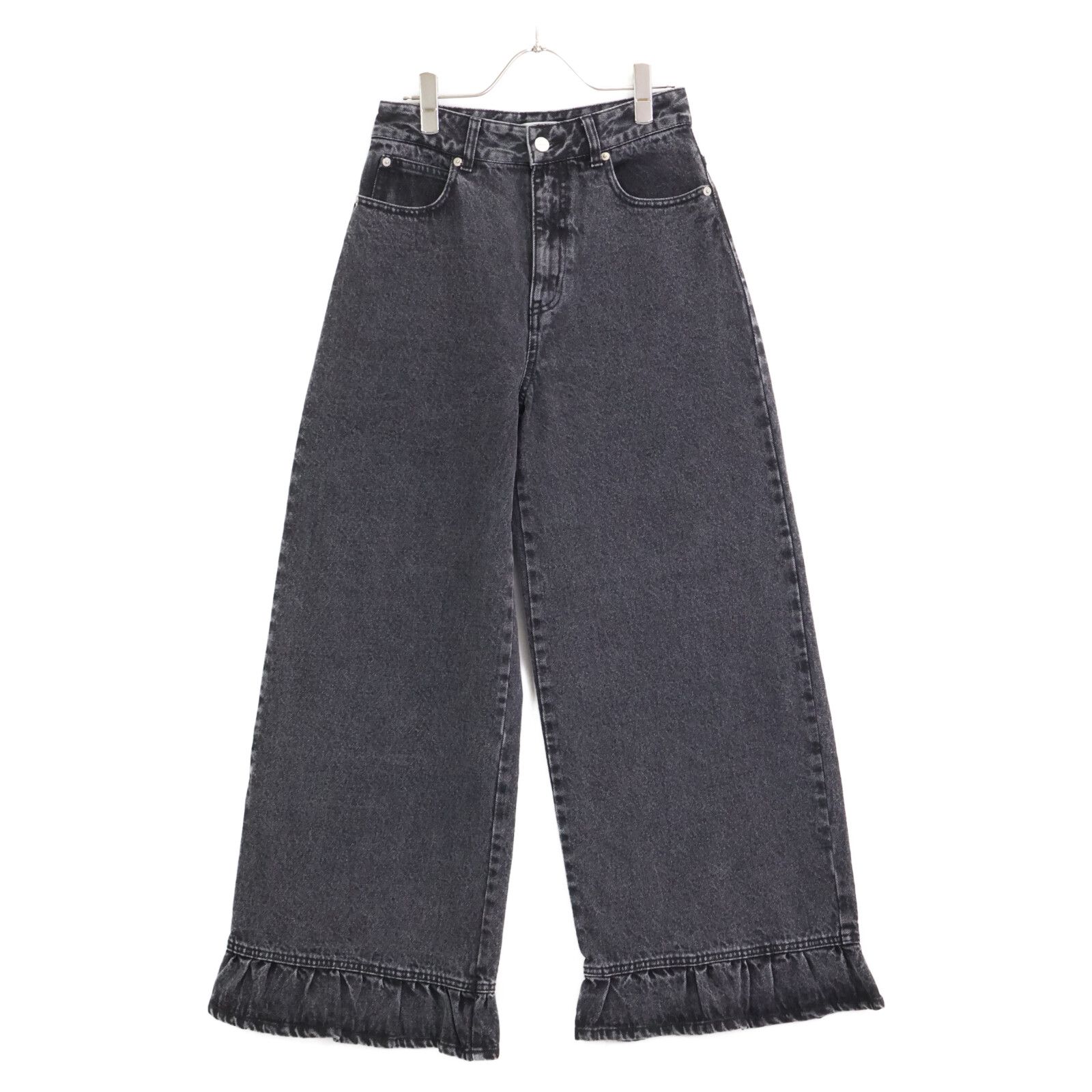 AMERI アメリヴィンテージ 23SS 02320891290 ﾌﾞﾗｯｸ RUFFLE HEM DENIM