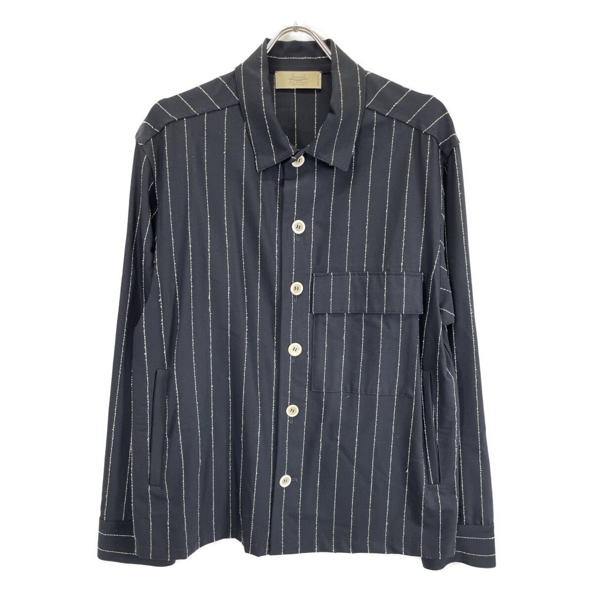 MAISON FLANEUR ネイビー ジャンパー　46 MAISON FLANEUR メゾン フラネウール ﾈｲﾋﾞｰ ｽﾄﾗｲﾌﾟ ﾜｰｸｼﾞｬｹｯﾄ 46