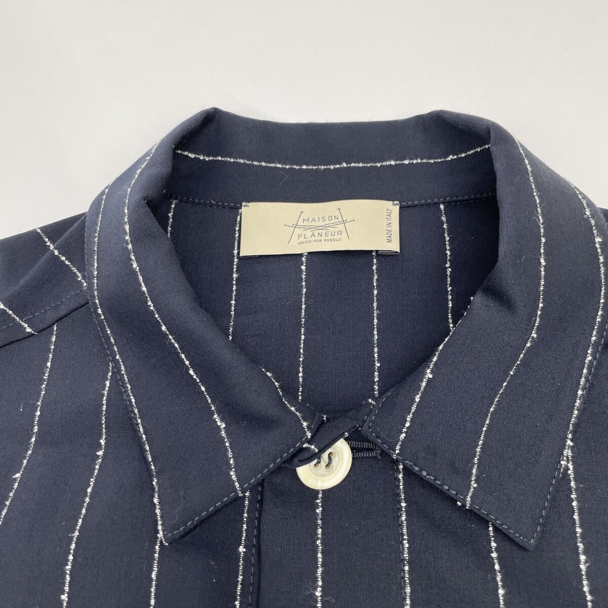 MAISON FLANEUR ネイビー ジャンパー　46 MAISON FLANEUR メゾン フラネウール ﾈｲﾋﾞｰ ｽﾄﾗｲﾌﾟ ﾜｰｸｼﾞｬｹｯﾄ 46