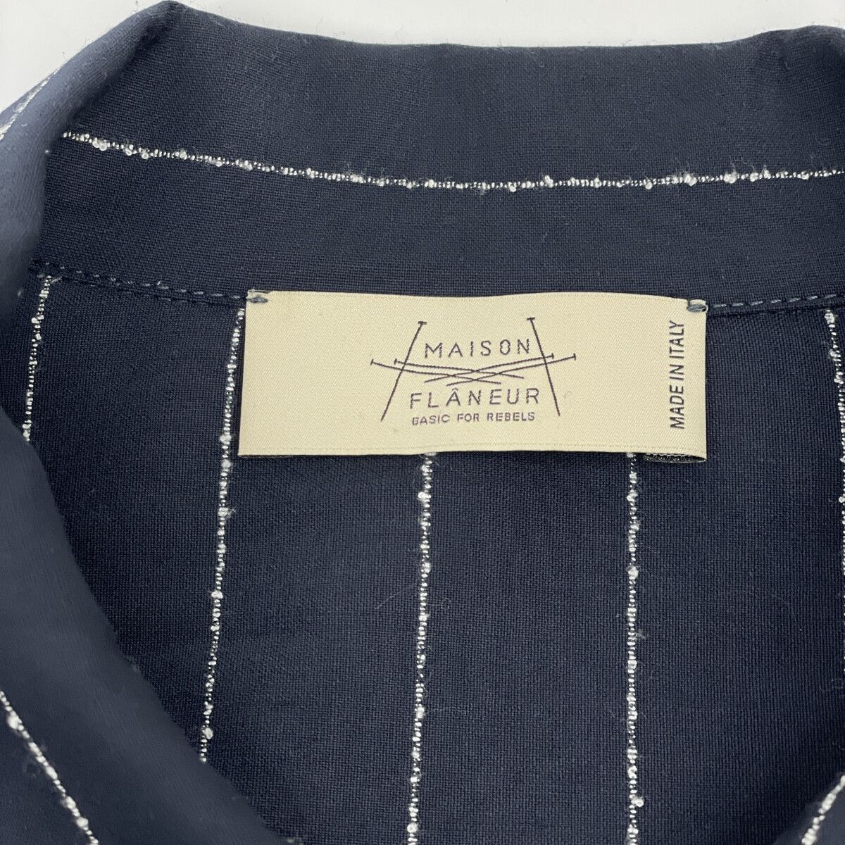 MAISON FLANEUR メゾン フラネウール ﾈｲﾋﾞｰ ｽﾄﾗｲﾌﾟ ﾜｰｸｼﾞｬｹｯﾄ 46