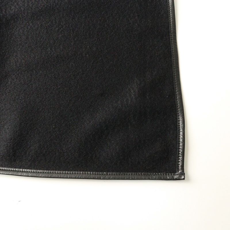 美品 アソースメレ ASAUCE MELER レザートリミング 大判カシミヤ
