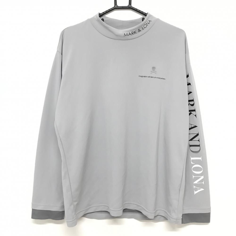 美品】マークアンドロナ 長袖ハイネックシャツ グレー ストレッチ 袖