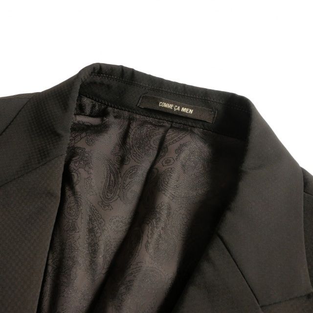 極美品　コムサメン　ブラック　3ピース 裏地総柄　サイズS ネーム有り コムサメン COMME CA MEN 裏地ペイズリー柄 3ピース セットアップ