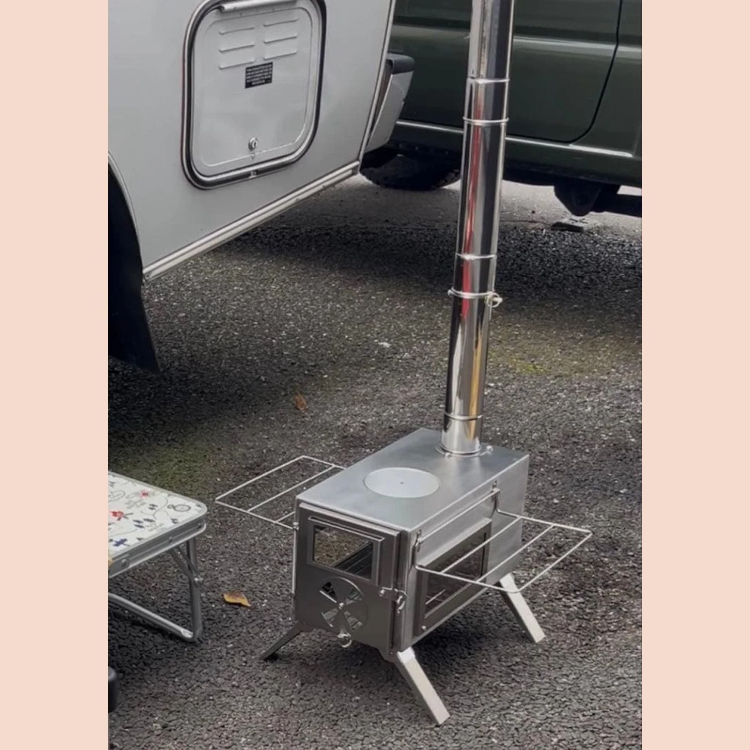 薪ストーブ キャンプ 3面ガラス ステンレス アウトドア 3056 薪ストーブ キャンプ 3面ガラス ステンレス アウトドア 375mm薪