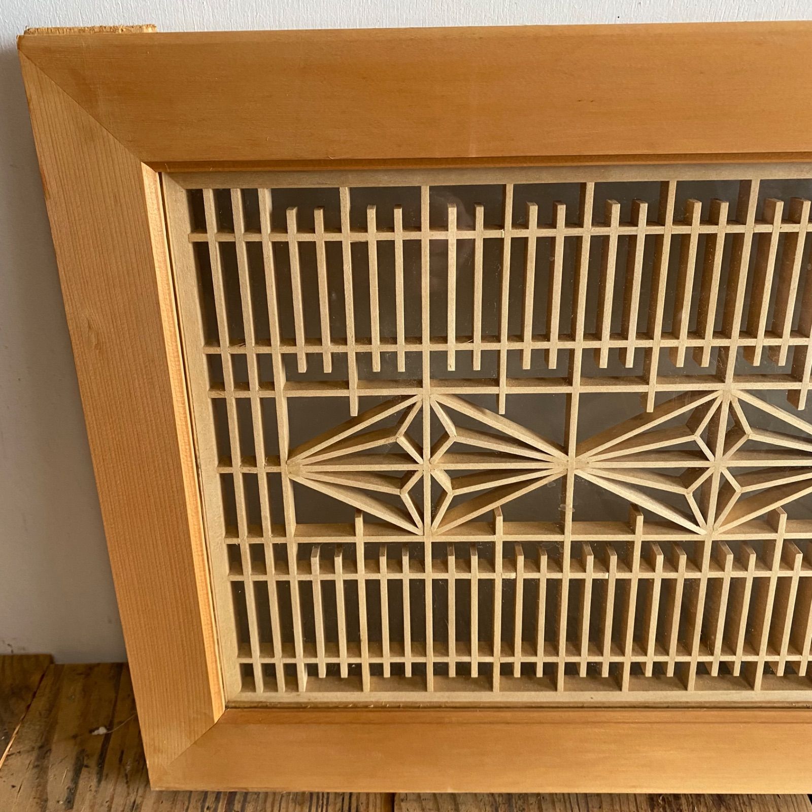  アンティーク 両面 ガラス 欄間 組子 伝統工芸 書院 レトロ 古建具 y542 ミニ雑貨 置物 インテリア小物