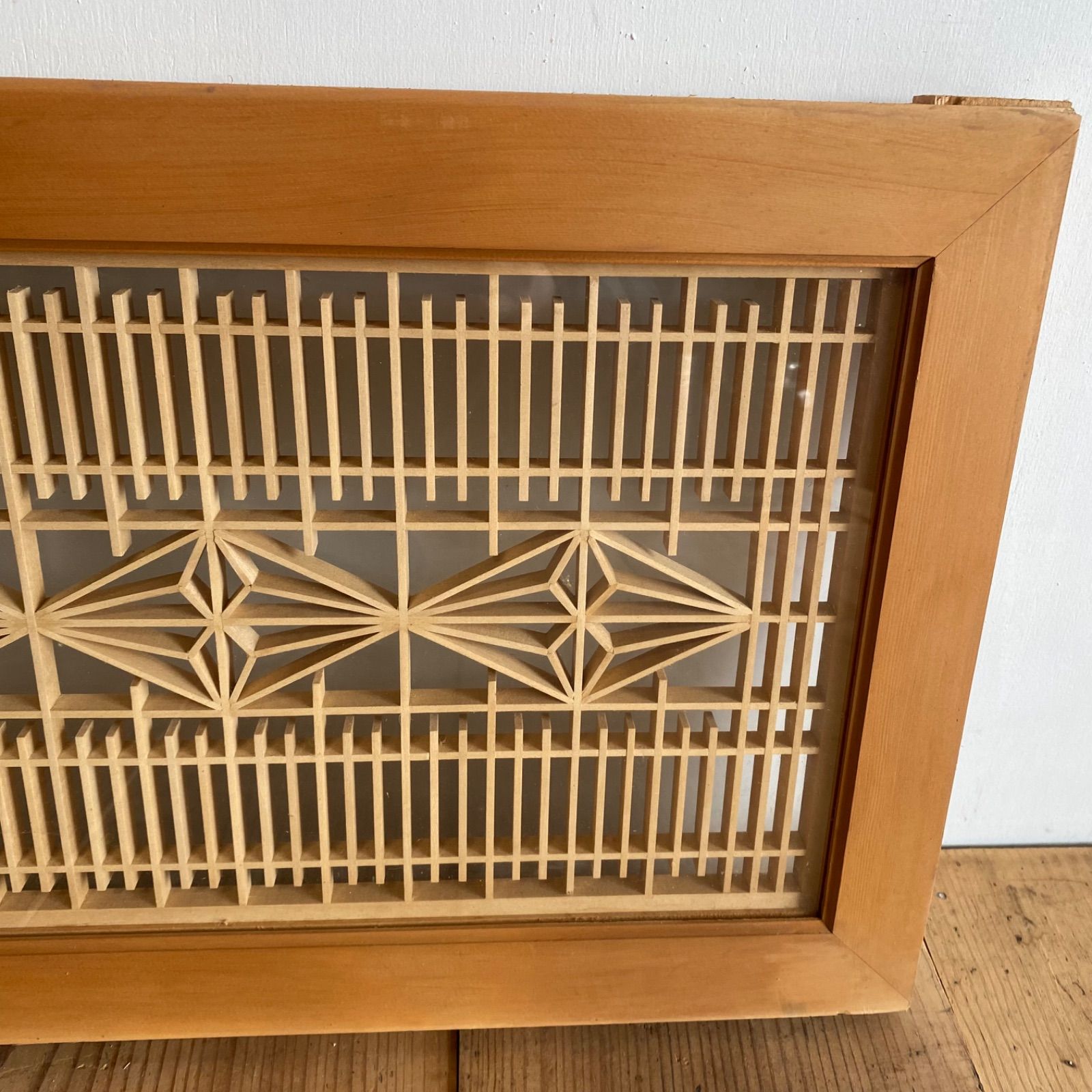 アンティーク 両面 ガラス 欄間 組子 伝統工芸 書院 レトロ 古建具