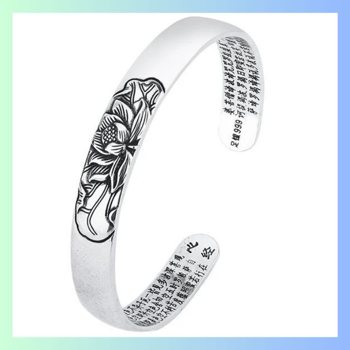 ブレスレット シルバー925スターリングシルバーバングル 般若心経