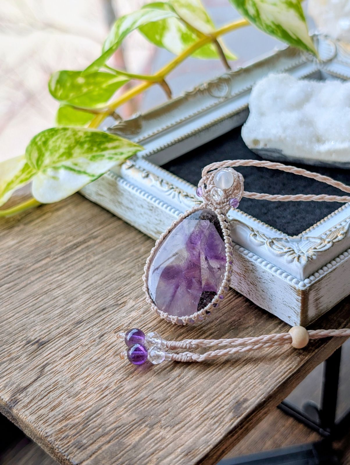ファントムアメジスト マクラメ編みネックレス他1点同梱 ファントム