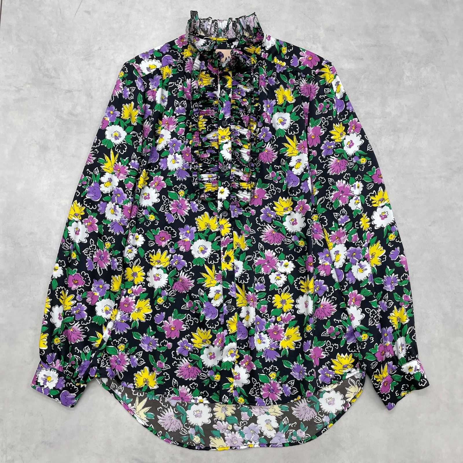 PLAN C プランシー ブラウス 花柄 フラワー ハイネック フリル