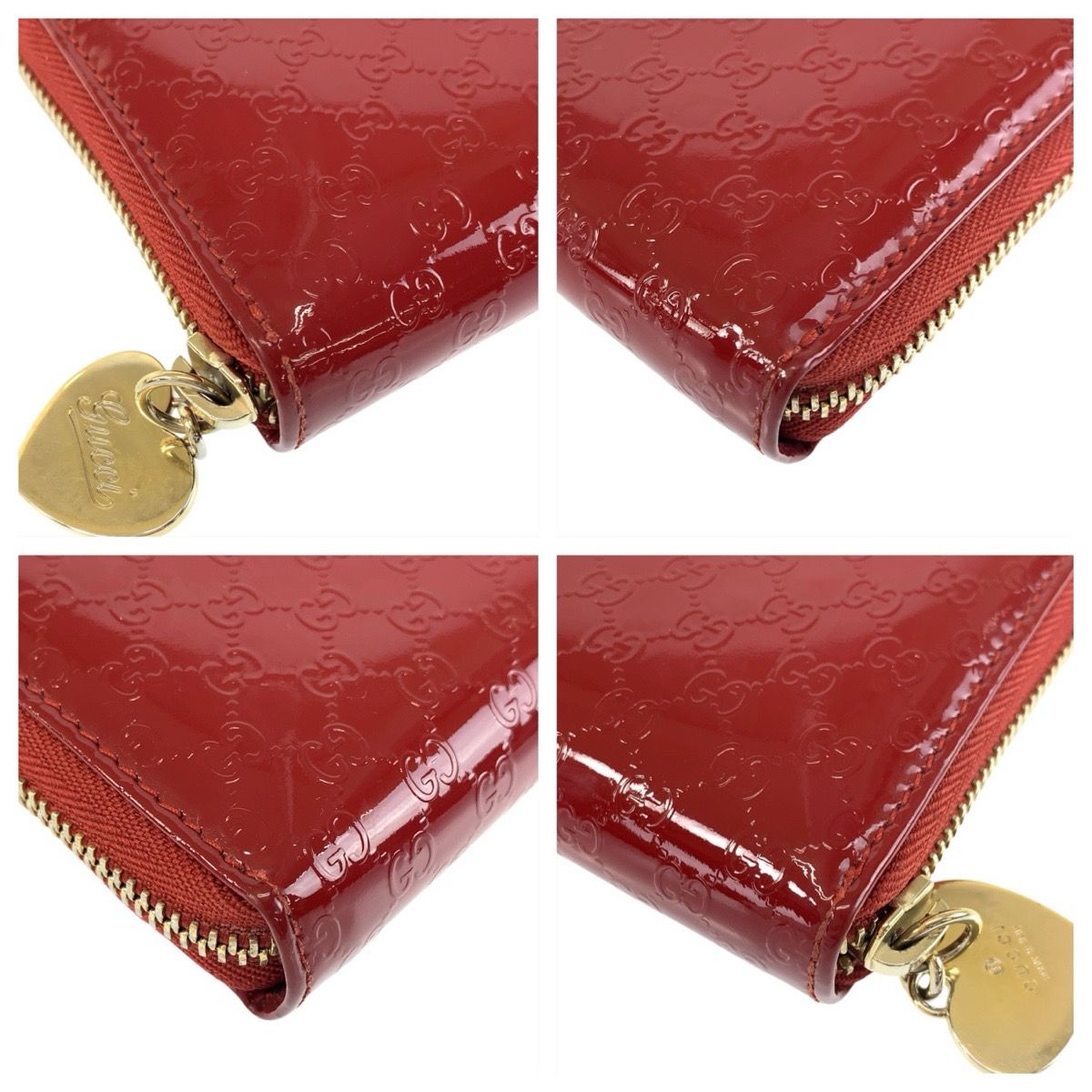 美品 GUCCI グッチ マイクログッチシマ レッド ゴールド金具 エナメル