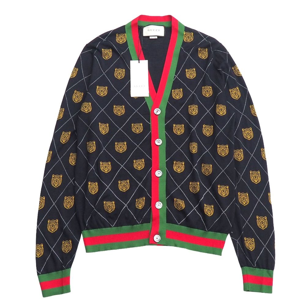 □美品□GUCCI グッチ カーディガン サイズM タイガー シェリーライン 