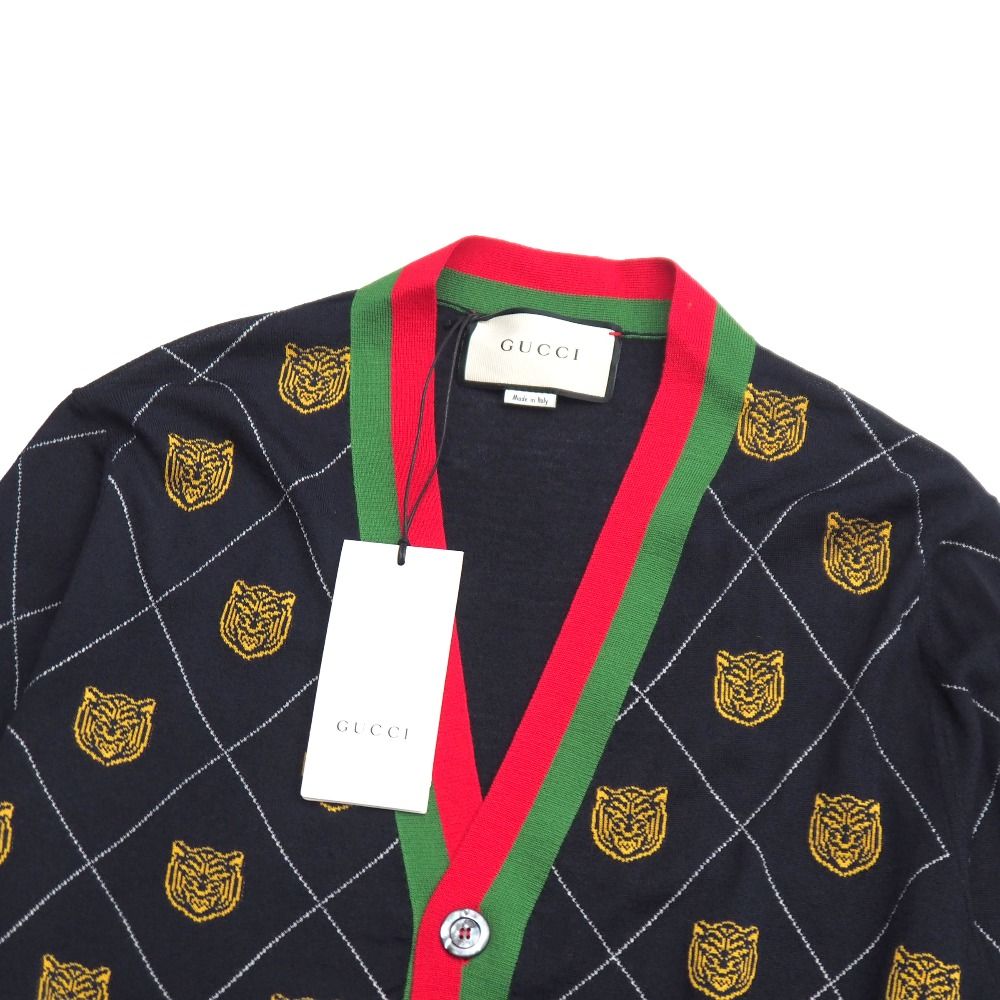 □美品□GUCCI グッチ カーディガン サイズM タイガー シェリーライン