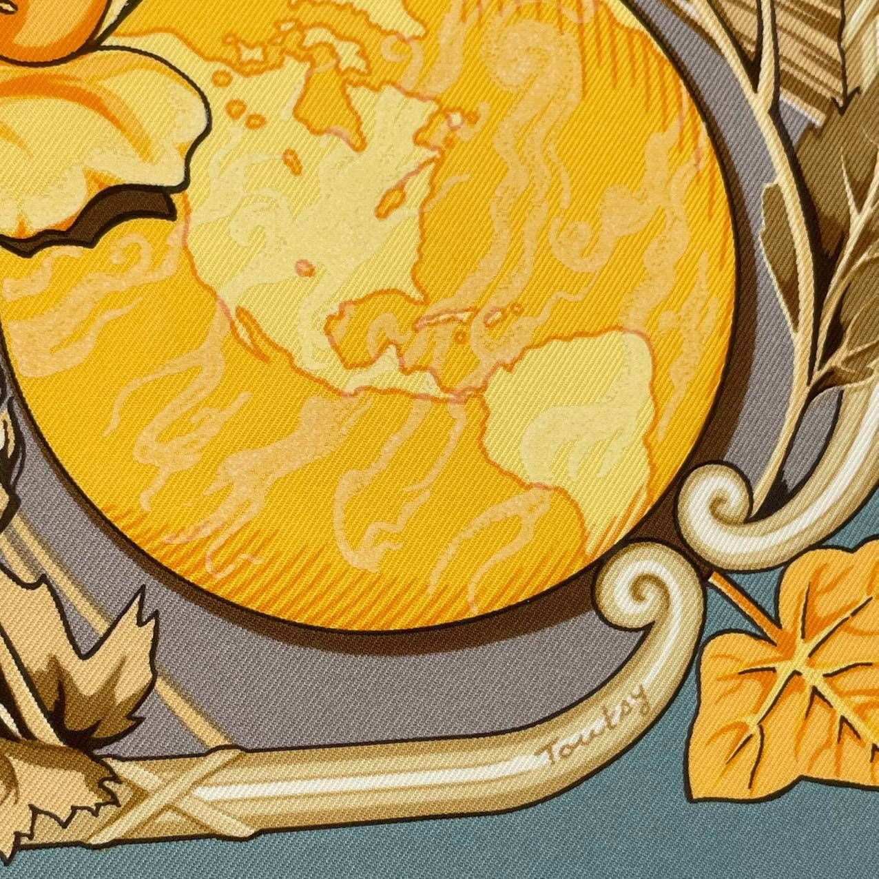 未使用品 HERMES エルメス カレ90 スカーフ シルク RYTHMES DU MONDE