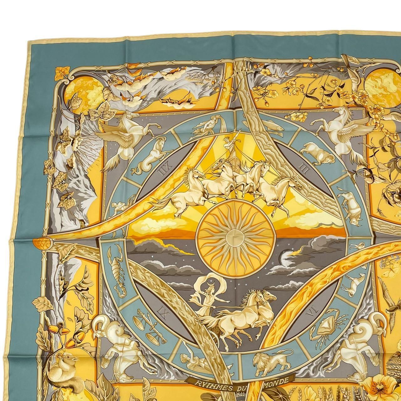 未使用品 HERMES エルメス カレ90 スカーフ シルク RYTHMES DU MONDE 