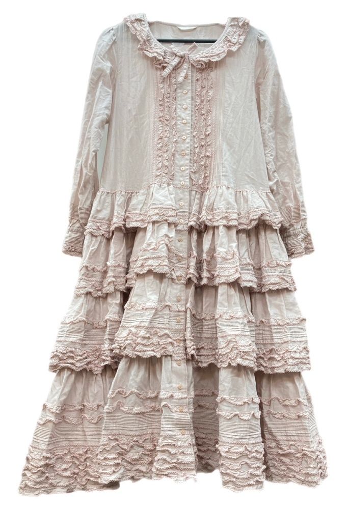 ピンクハウス PINK HOUSE ローンワンピース ロング丈 長袖 ティアード