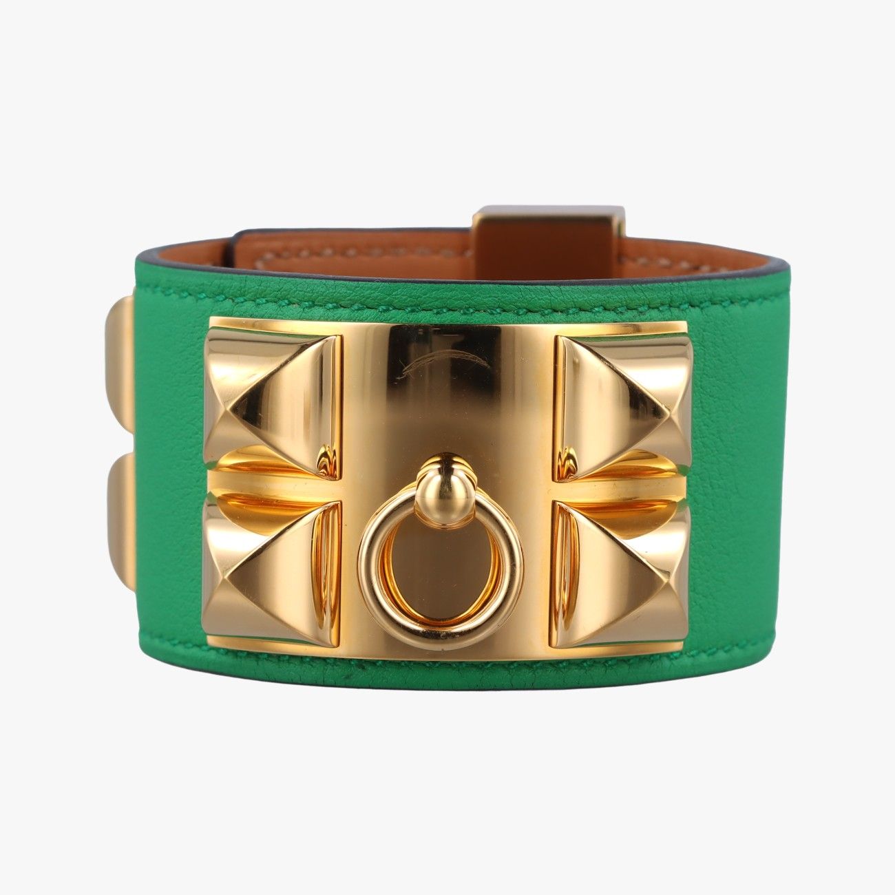 エルメスHermesコリエ ド シアン グリーン×ゴールド レザー×GP □RSI