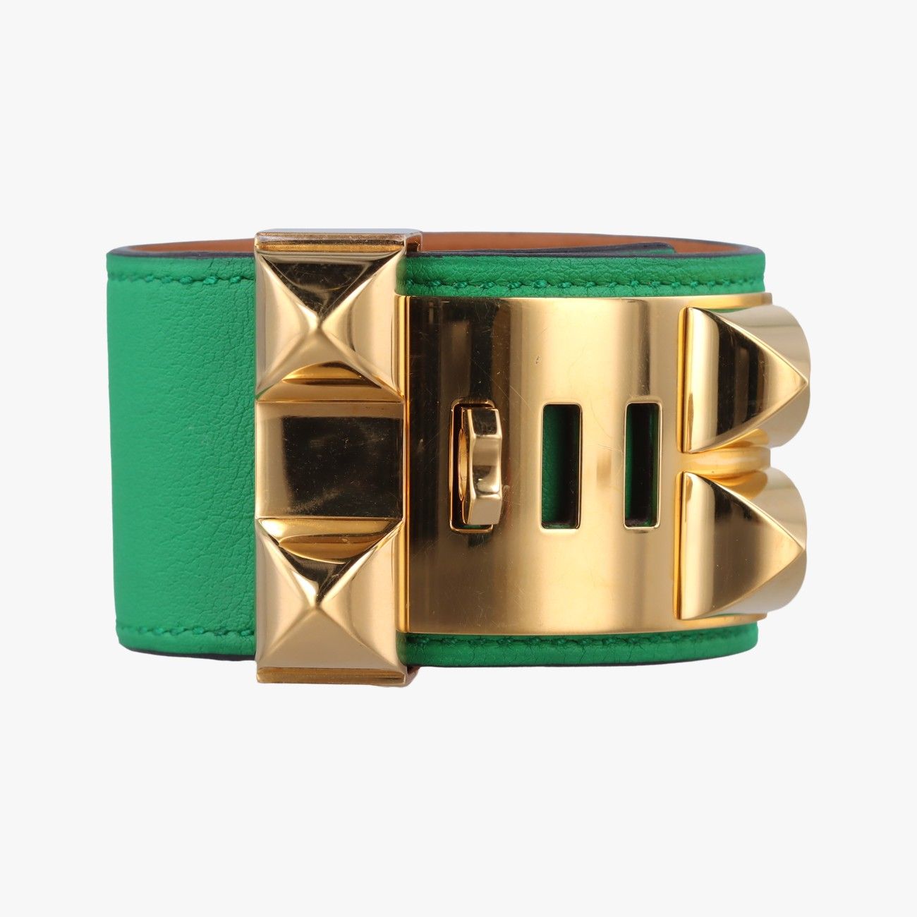 エルメスHermesコリエ ド シアン グリーン×ゴールド レザー×GP □RSI