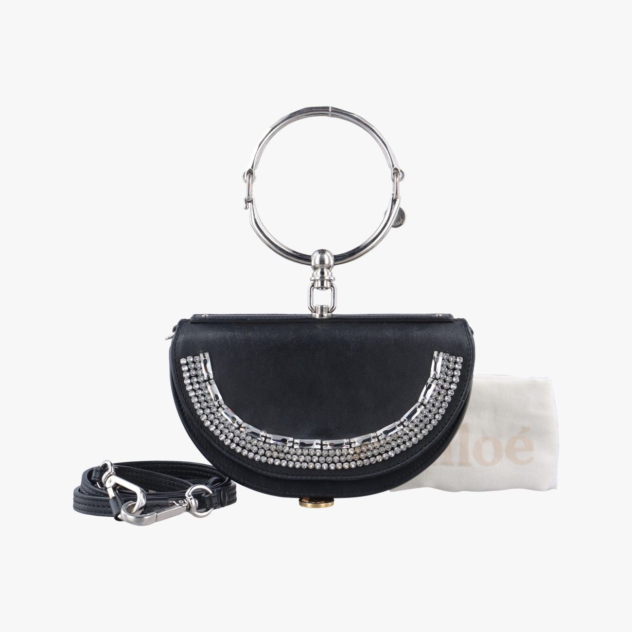 クロエ　ナイル ミノディエール　ブラック　美品 クロエChloeナイル ミノディエール ブラック レザー 02-48-99-65