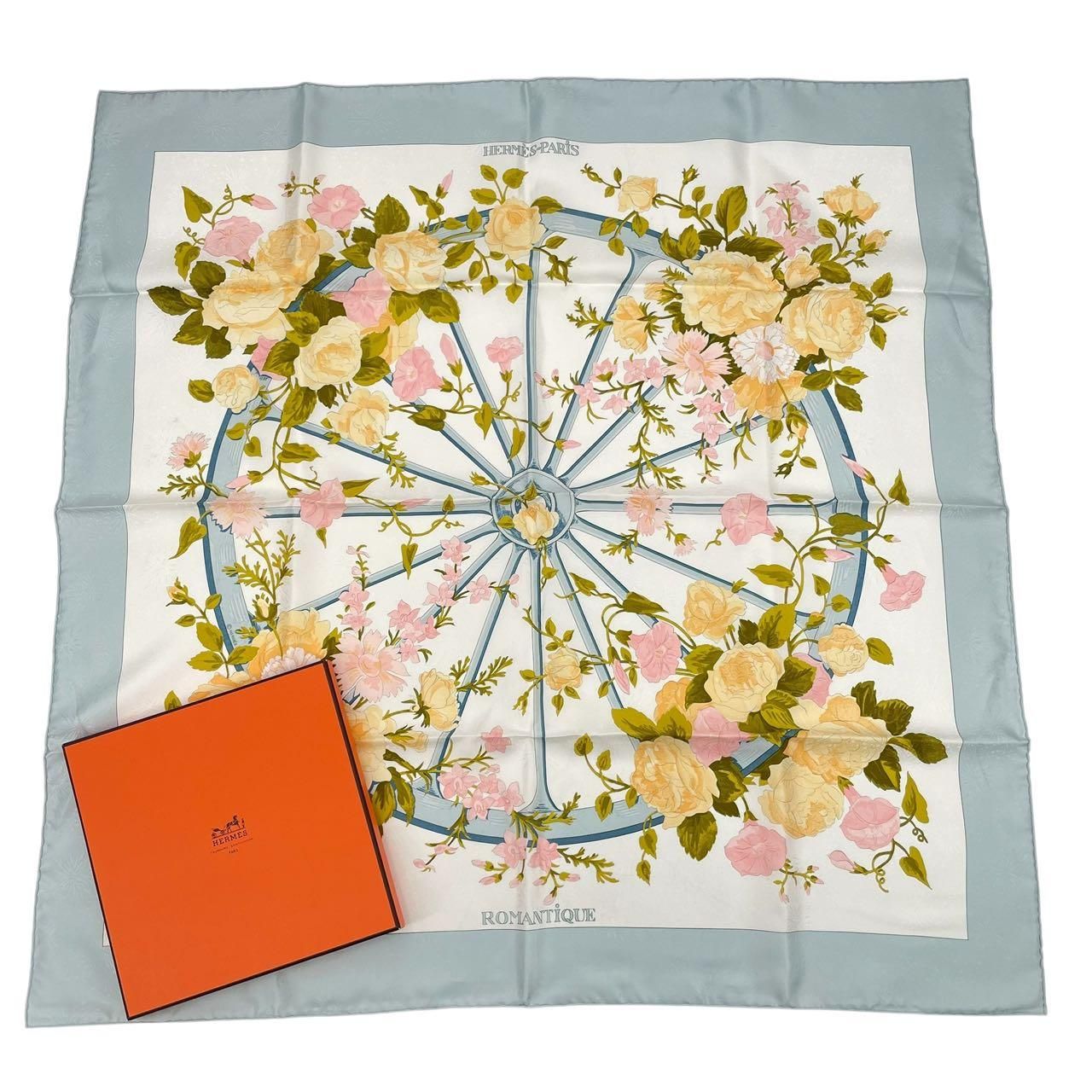 美品 HERMES エルメス スカーフ シルク カレ90 ROMANTIQUE