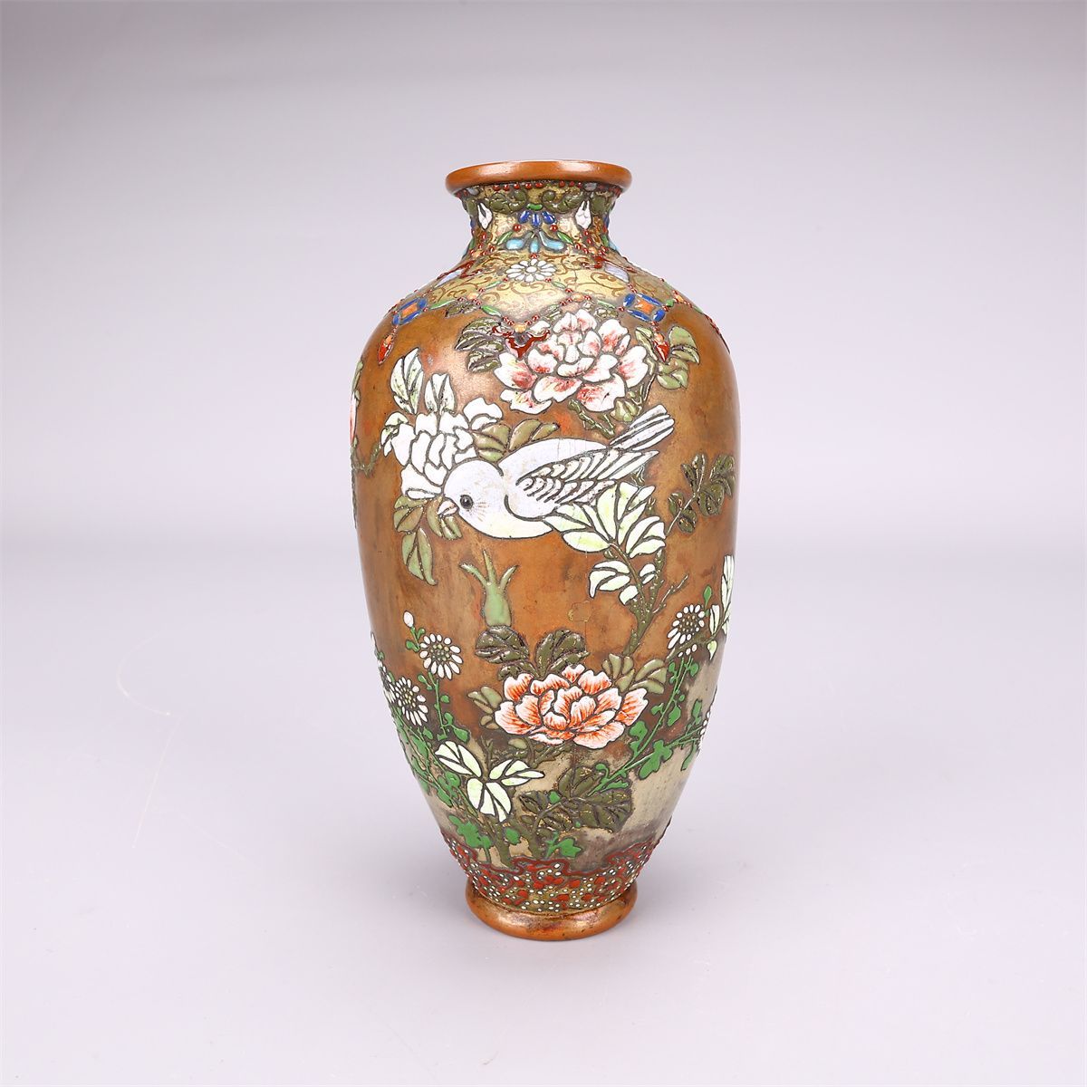 明治時代】 銅胎七宝花鳥文 花瓶／箱付 美品Nn！SA548 - メルカリ