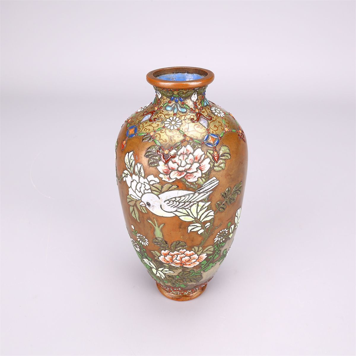 明治時代】 銅胎七宝花鳥文 花瓶／箱付 美品Nn！SA548 - メルカリ