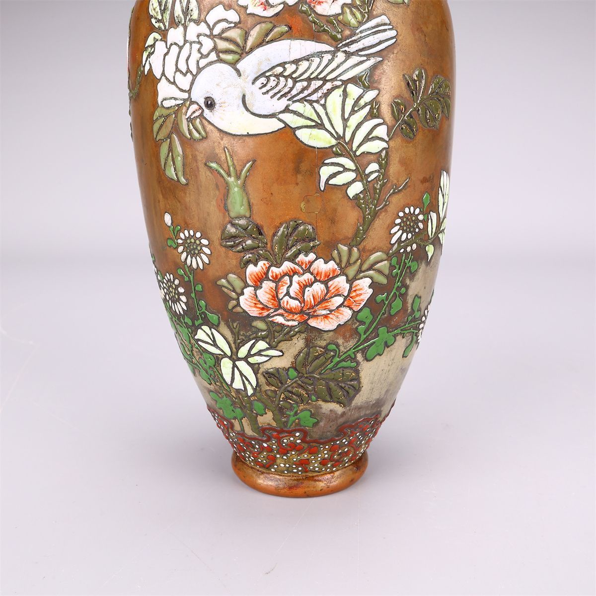 中国古玩　銅製七宝　花鳥紋様　花瓶 明治時代】 銅胎七宝花鳥文 花瓶／箱付 美品Nn！SA548 - メルカリ