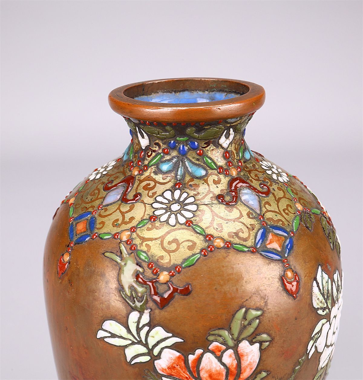 明治時代】 銅胎七宝花鳥文 花瓶／箱付 美品Nn！SA548 - メルカリ