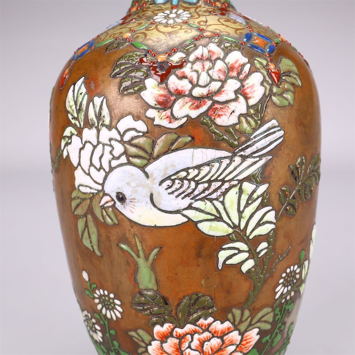 明治時代】 銅胎七宝花鳥文 花瓶／箱付 美品Nn！SA548 - メルカリ