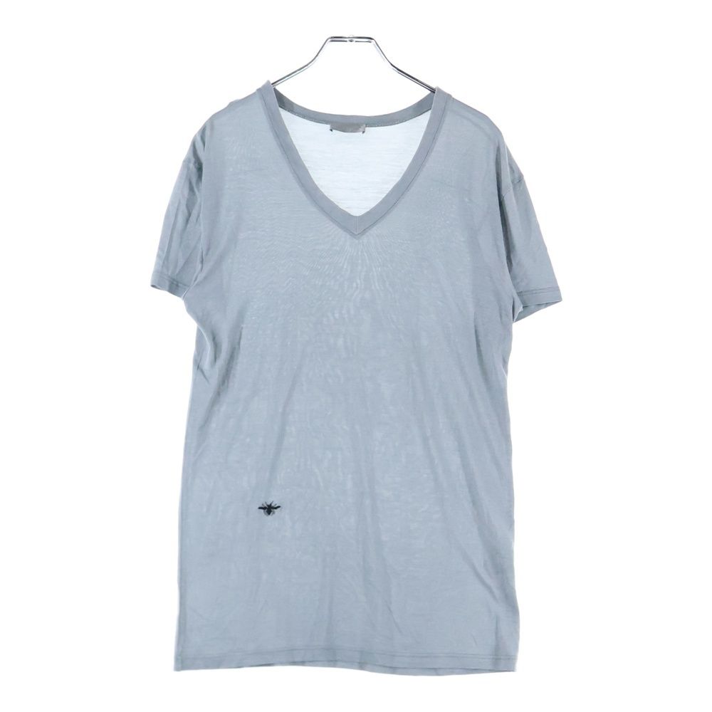 DIOR (ディオール) Bee ビー刺繍 シルク Vネック 半袖 Tシャツ