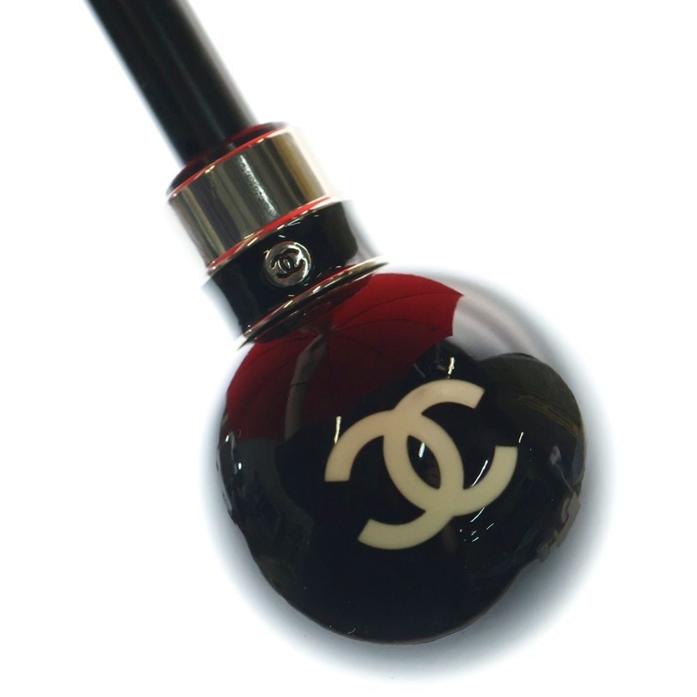 CHANEL (シャネル) ココマーク マトラッセ柄 折りたたみ傘 レッド