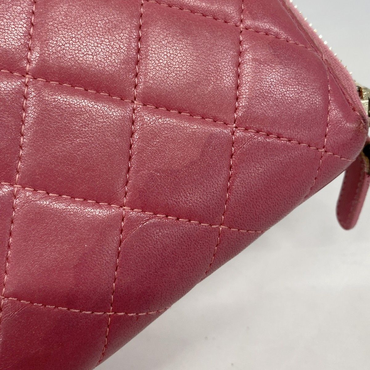 6ac2617】シャネル 長財布 マトラッセ ラムスキン ピンク ゴールド金具