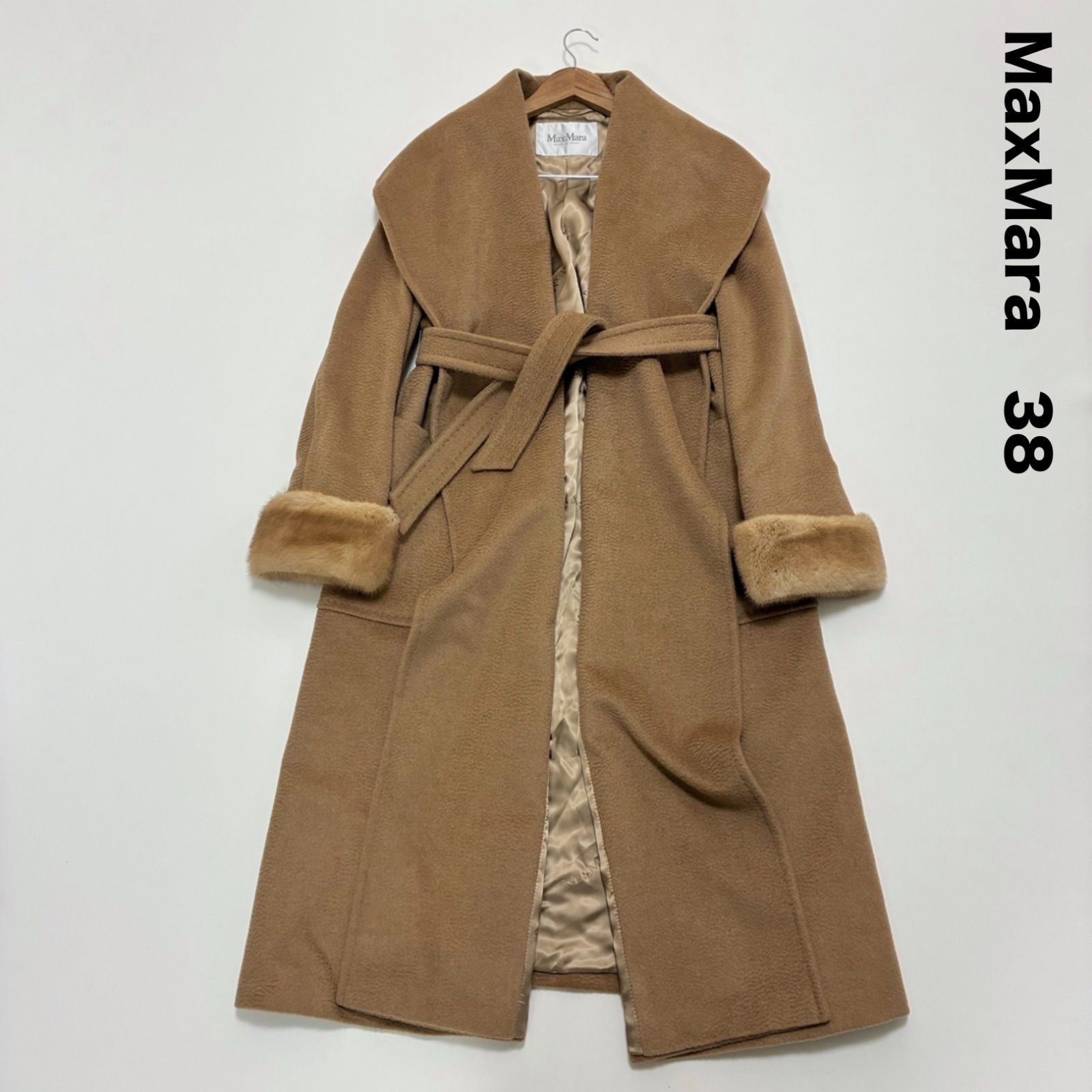 美品】maxmara マックスマーラ ミンクファーロングカーディガン ベルト