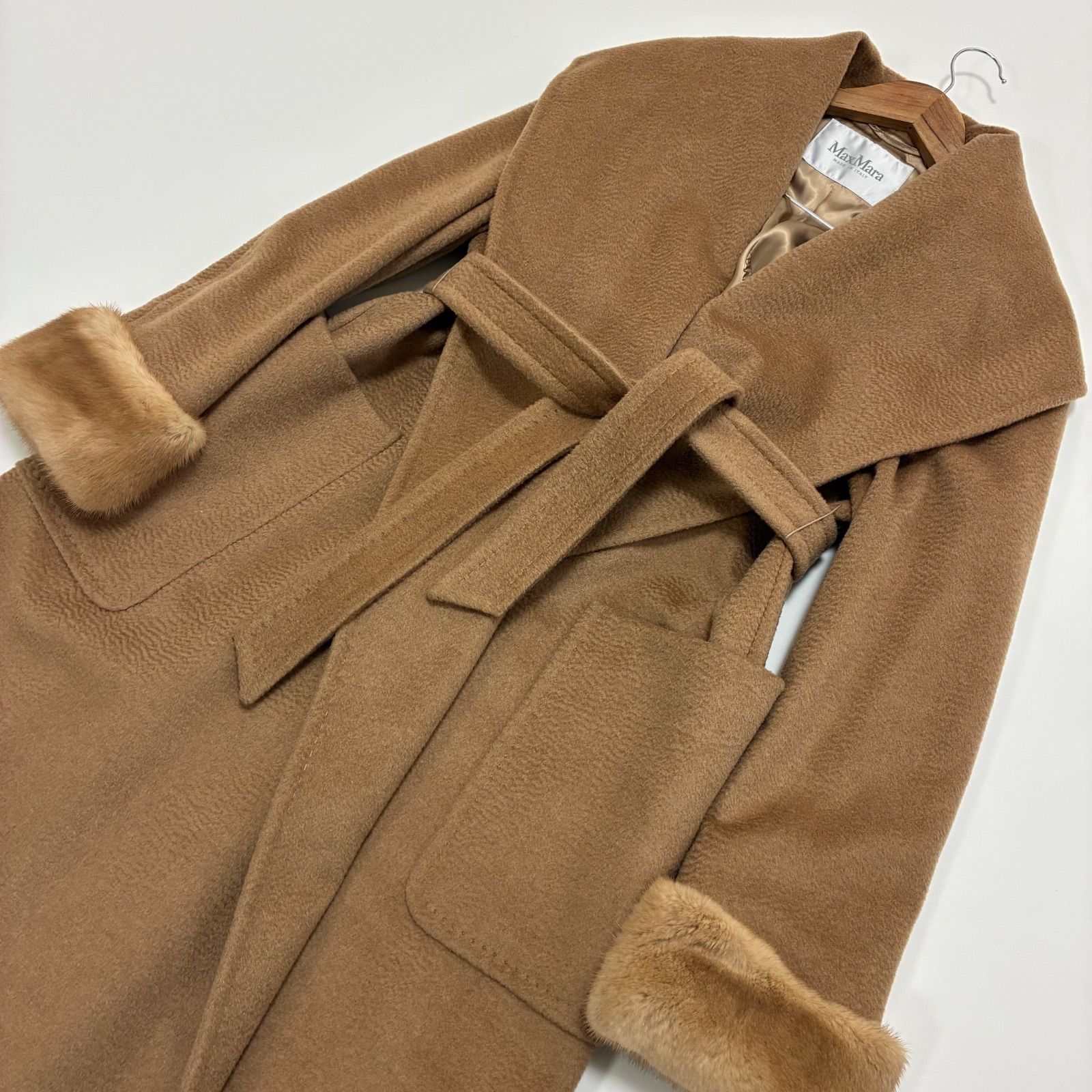 MaxMara マックスマーラ☆キャメル100% ミンクファー ロングコート