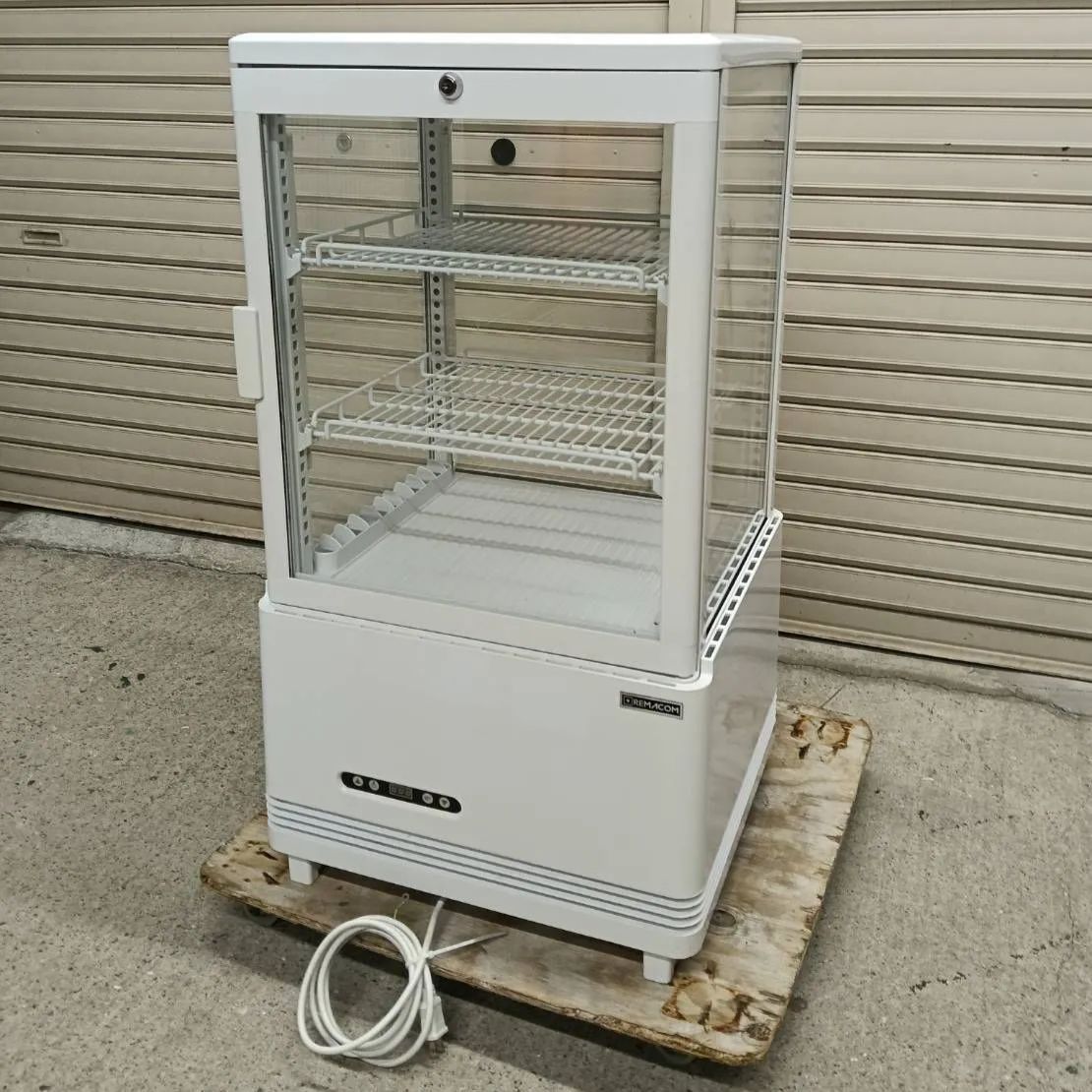 レマコム 4面ガラス冷蔵ショーケース 63L R4G-63SLW 2021年製 2601 M