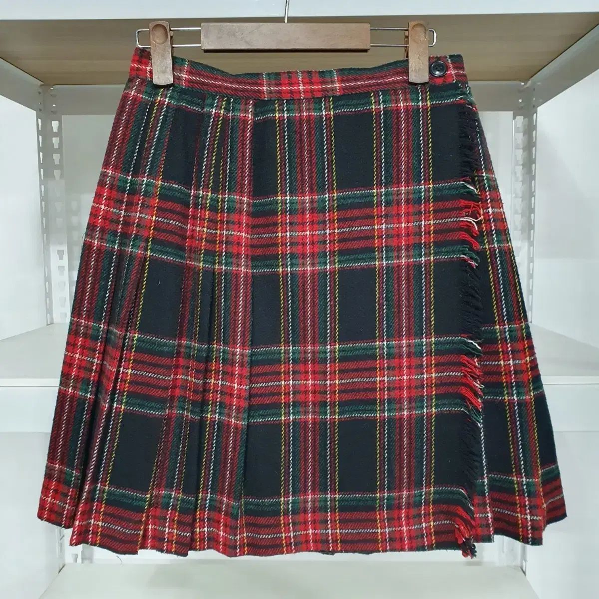 ヴィンテージ レッド ウール CHECK プリーツ スカート ゴス パンク