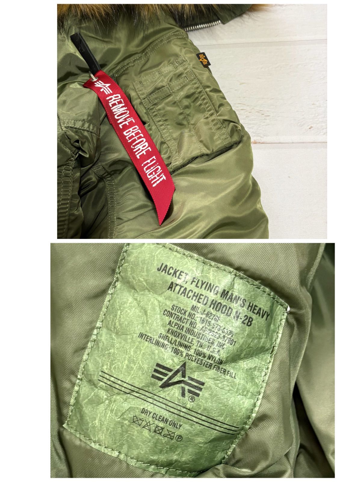 90s アルファインダストリーズ　N-2B USA製　短丈　Y2K カーキ　L ALPHA INDUSTRIES アルファインダストリーズ N-2B フライトジャケット