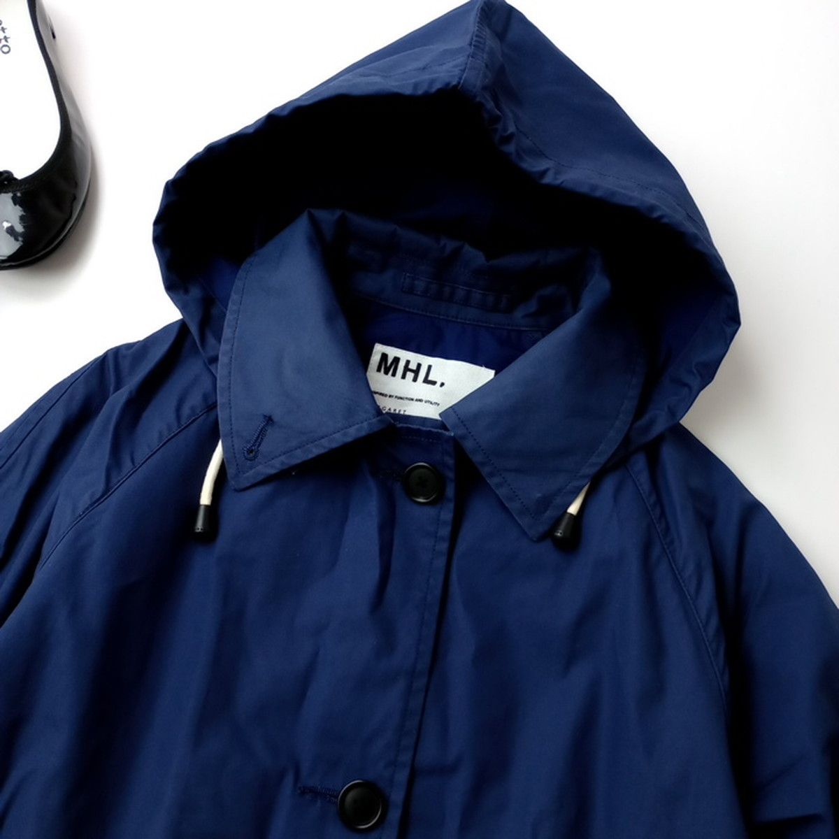 MHL マーガレットハウエル フード2WAY ステンカラーコート フーディー