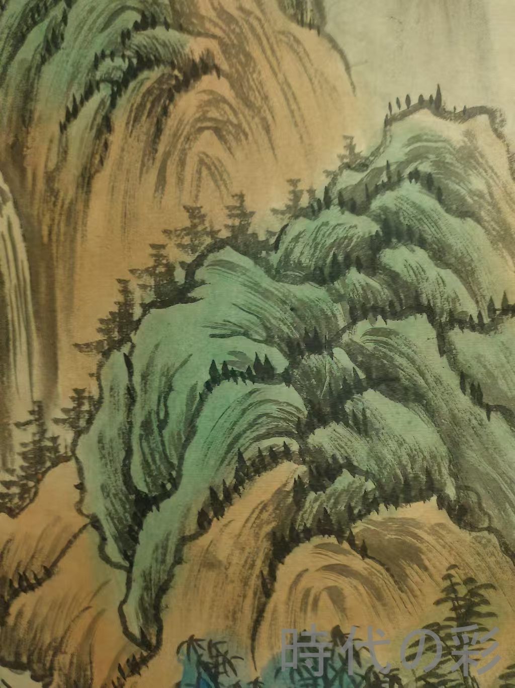 中国古美術.明時代.唐寅款.山水図.宣紙画.三尺手描き.肉筆.掛け軸.絵画