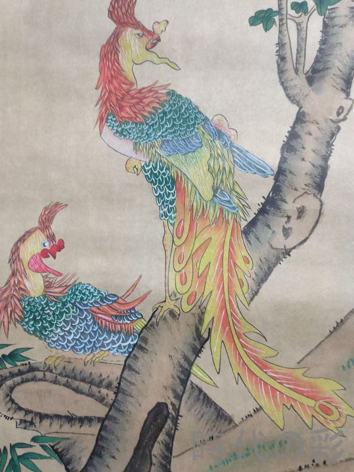 中国古美術.明時代.呂紀款.花鳥図.宣紙画.三尺手描き.肉筆.掛け軸.絵画
