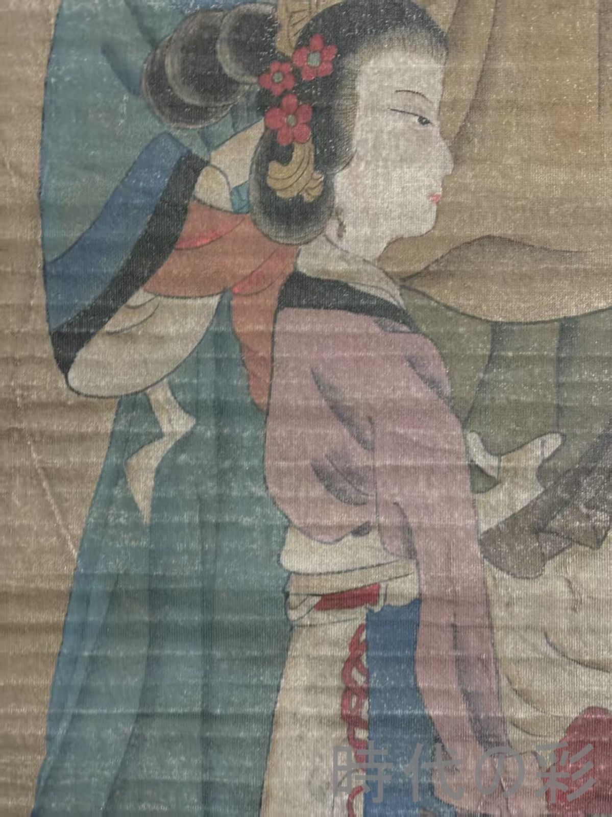中国古美術 明代 仇英款 人物画 掛軸 絹布 唐物 古画 名家書画 水彩画 肉筆 中国古美術 明代 仇英款 仕女人物画 掛軸 絹布 唐物 水彩画 名家書画