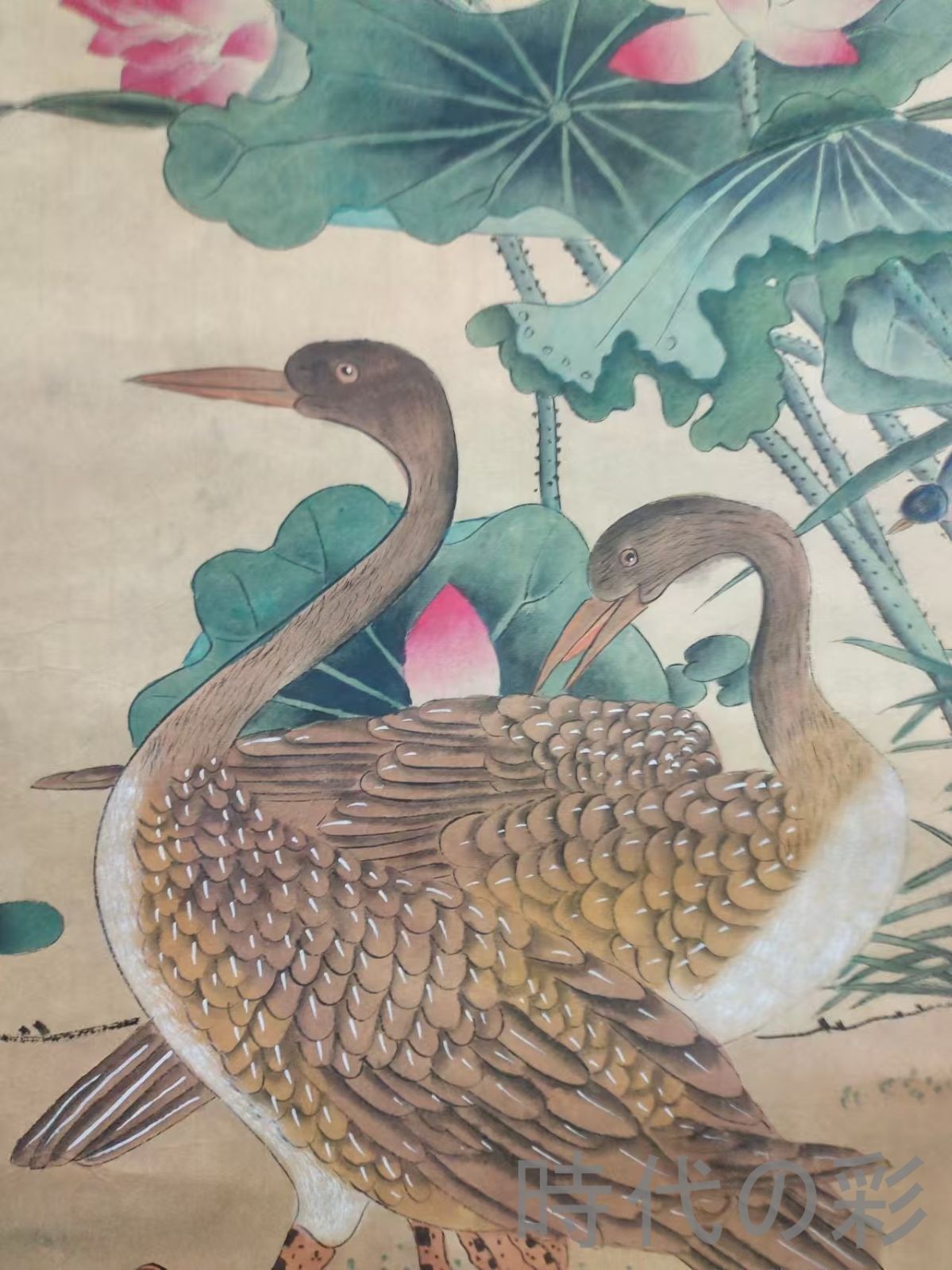 中国古美術・旧藏・五代風・徐熙款・花鳥図・手描き中堂画・掛軸・宣紙・書画・骨董 中国古美術・旧藏・五代風・徐熙款・花鳥図・手描き中堂画・掛軸・