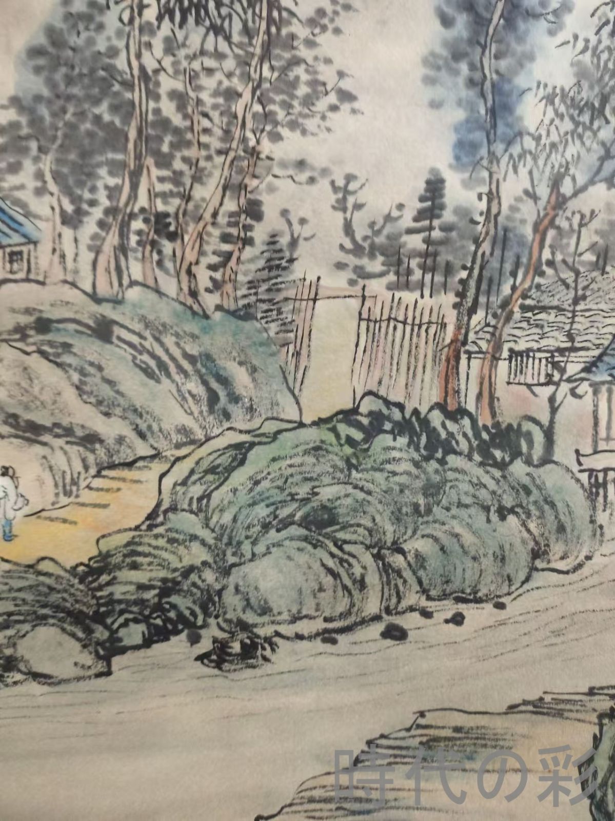 蔵整理品　中国清時代掛け軸　肉筆水彩絵　骨董品　I1578A13-1 蔵整理品 中国清時代掛け軸 肉筆水彩絵 骨董品 I1578A13-1 蔵整理品