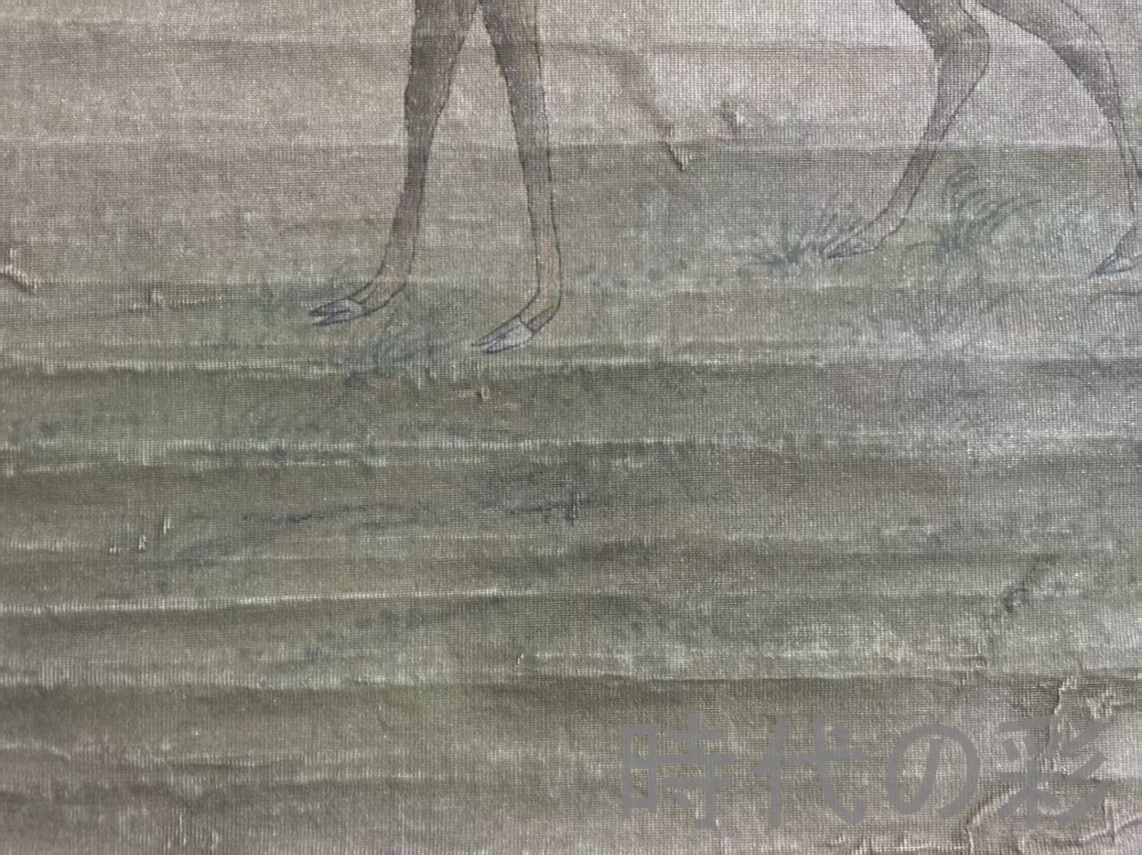 中国古美術.清時代.郎世寧款.松鹿図.絹布画.三尺手描き.肉筆.掛け軸