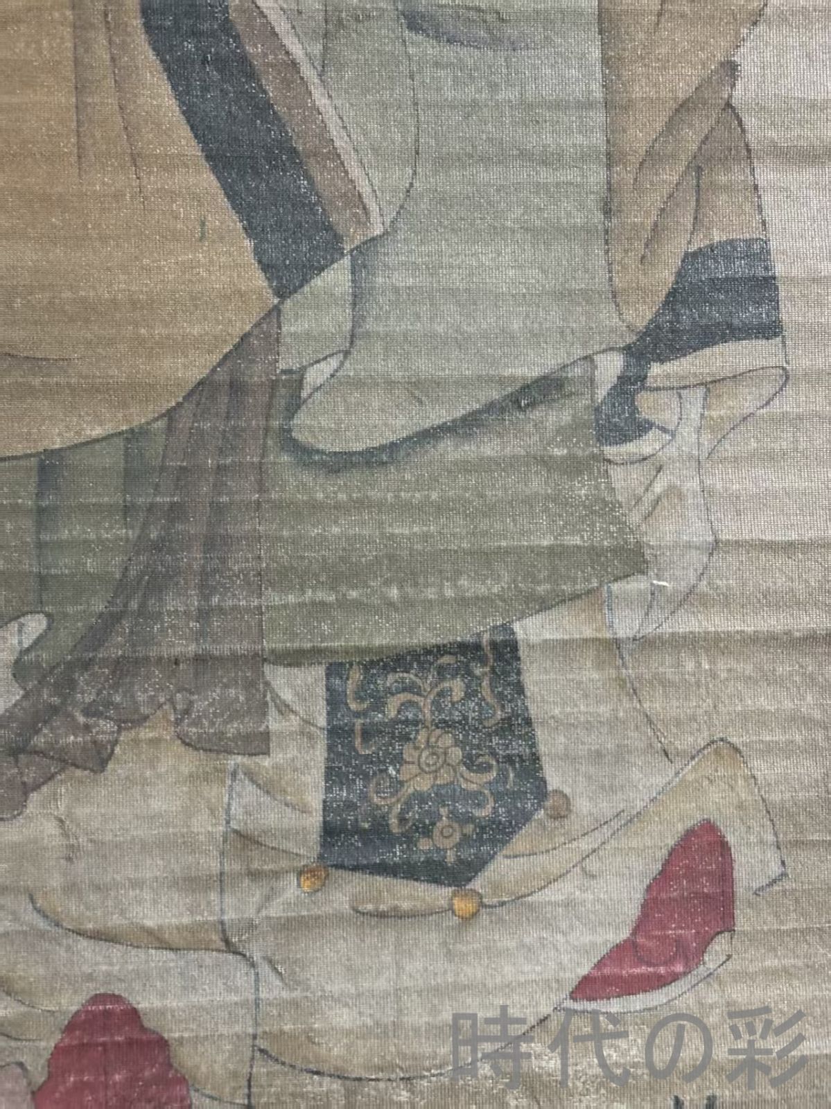 中国古美術.明時代.沈周款.人物図.絹布画.三尺手描き.肉筆.掛け軸.絵画