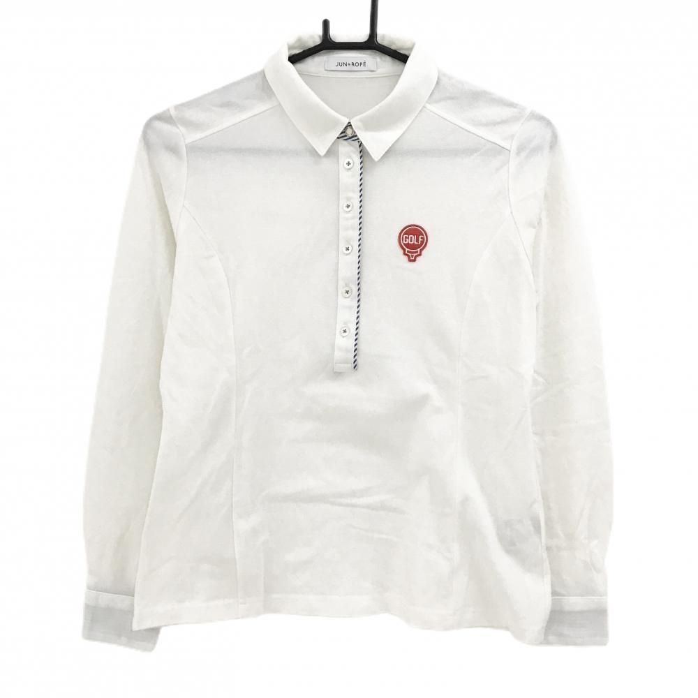 ジュンアンドロペ 長袖ポロシャツ 白 ワッペン レディース M ゴルフ