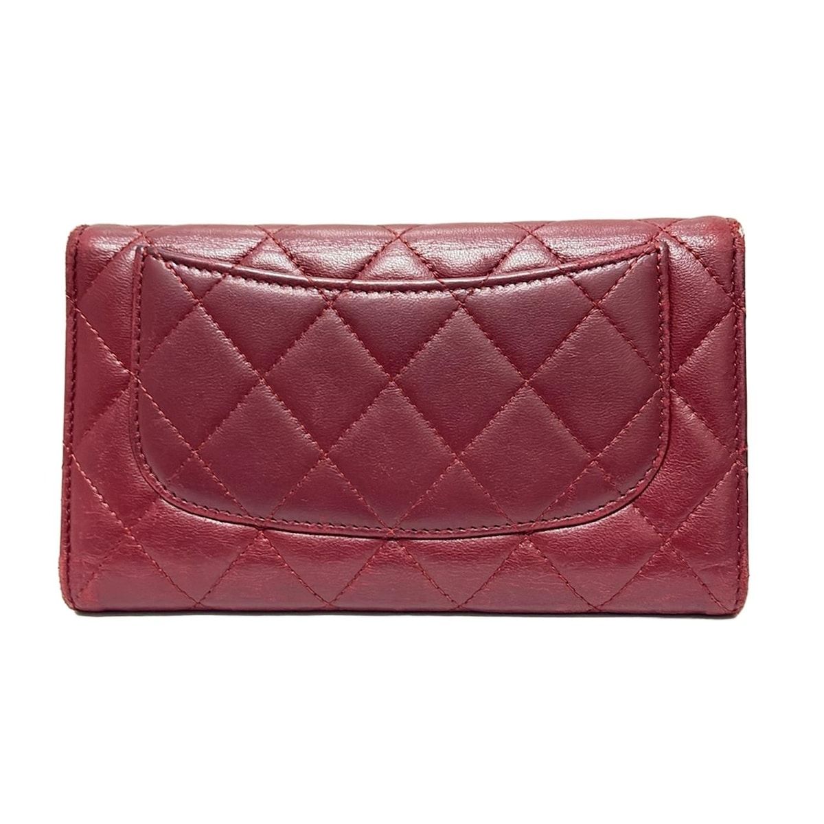 CHANEL(シャネル) 2つ折り財布 マトラッセ レッド シルバー金具