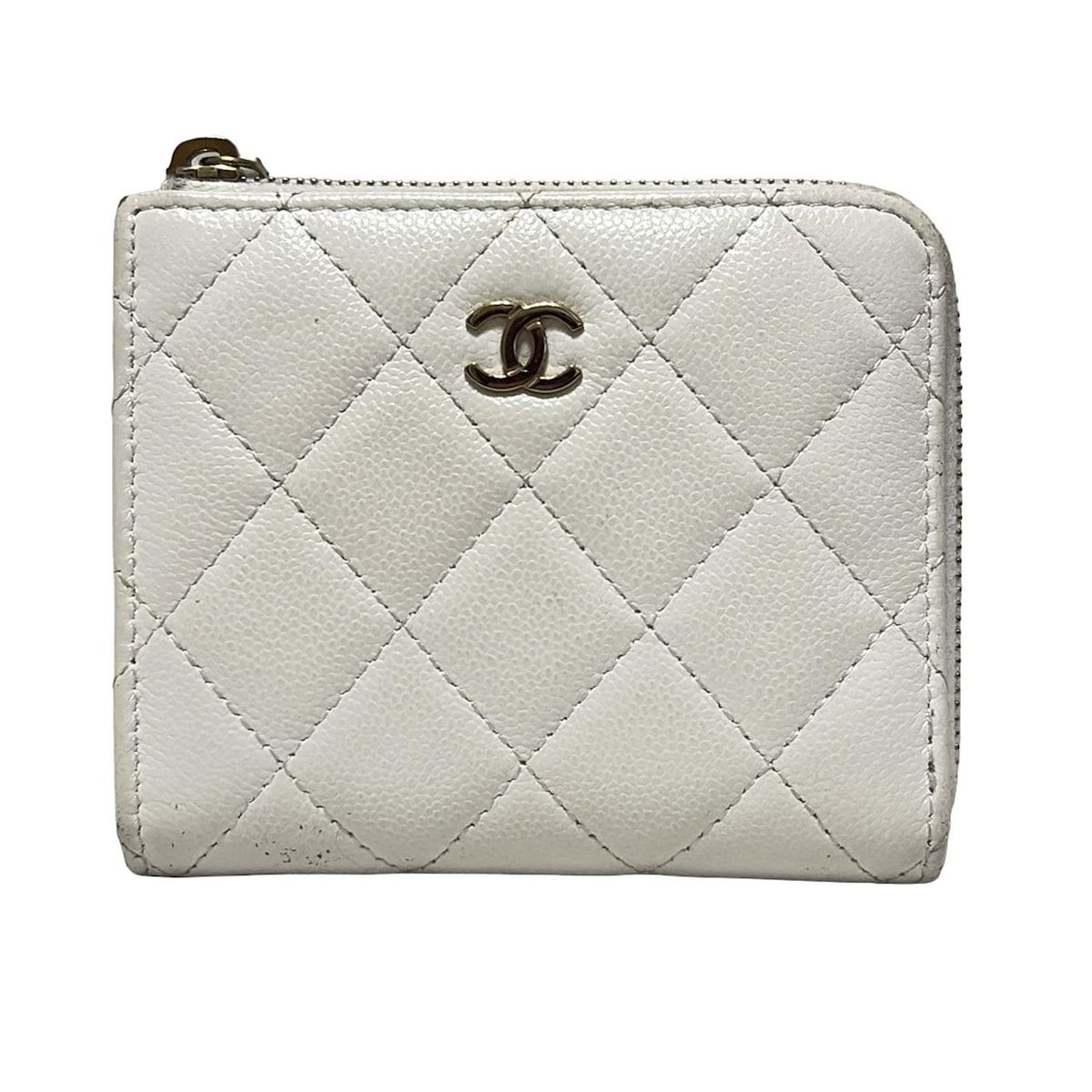 CHANEL(シャネル) コインケース クラシック ジップ コインパース,マトラッセ 白 - メルカリ