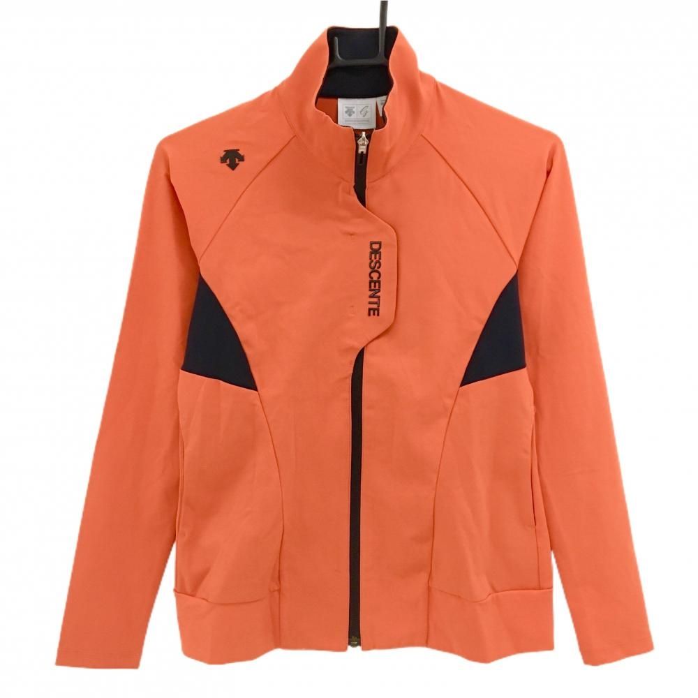 デサントゴルフ ジャケット オレンジ×黒 立体ロゴ レディース M ゴルフ
